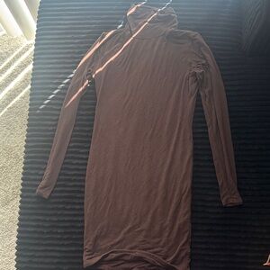 naked wardrobe Brown Long-Sleeve Turtleneck Bodycon Dress